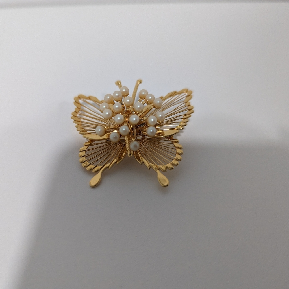Vintage 1970's MONET gold spinneret butterfly brooch